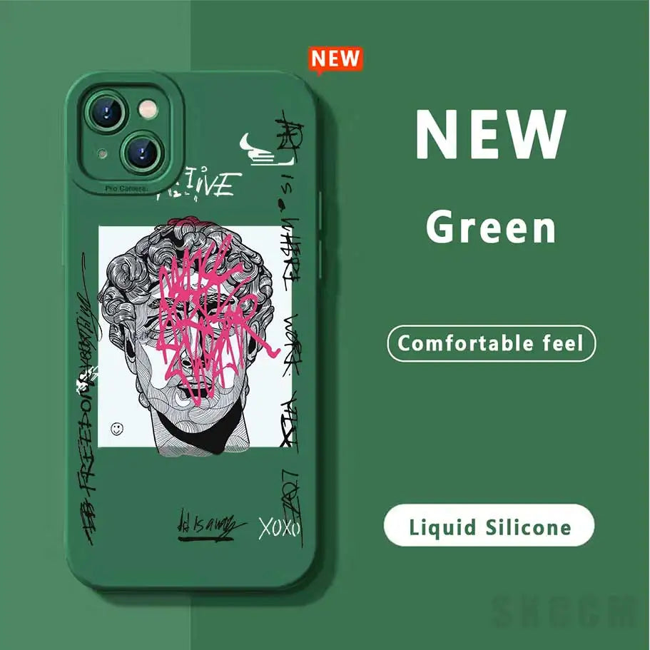 Cartoon Doodle Great Art Phone Case iPhone 15 Case For iPhone 13 14 15 Pro Max 12 11 Pro XS Max XR X 8 7Plus SE2 Shockproof Case - covers4phones