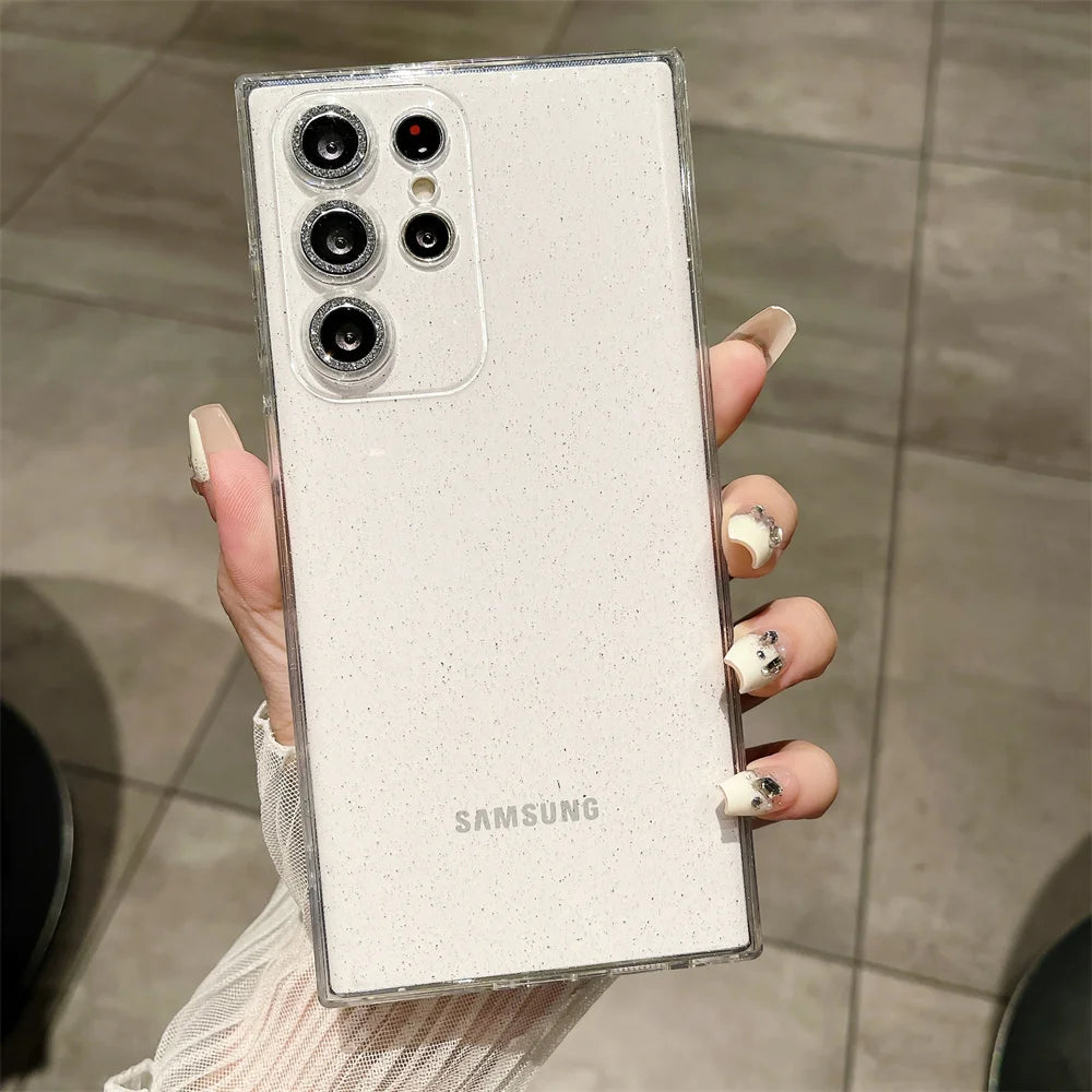 Transparent Glitter Soft Case for Samsung Galaxy S24 S23 Ultra S22 S21 Plus S20 FE A54 A34 A55 A52 A35 A53 A25 Camera Film Cover - covers4phones