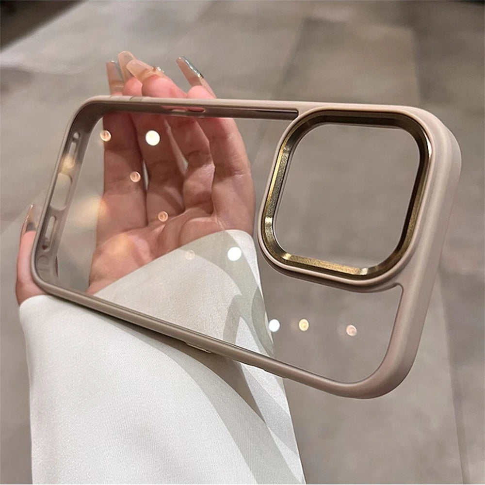 Luxury Transparent Soft Silicone Frame Armor Phone Case For iPhone 16 Pro Max Plus 17 Air Clear Shockproof Hard Acrylic Cover