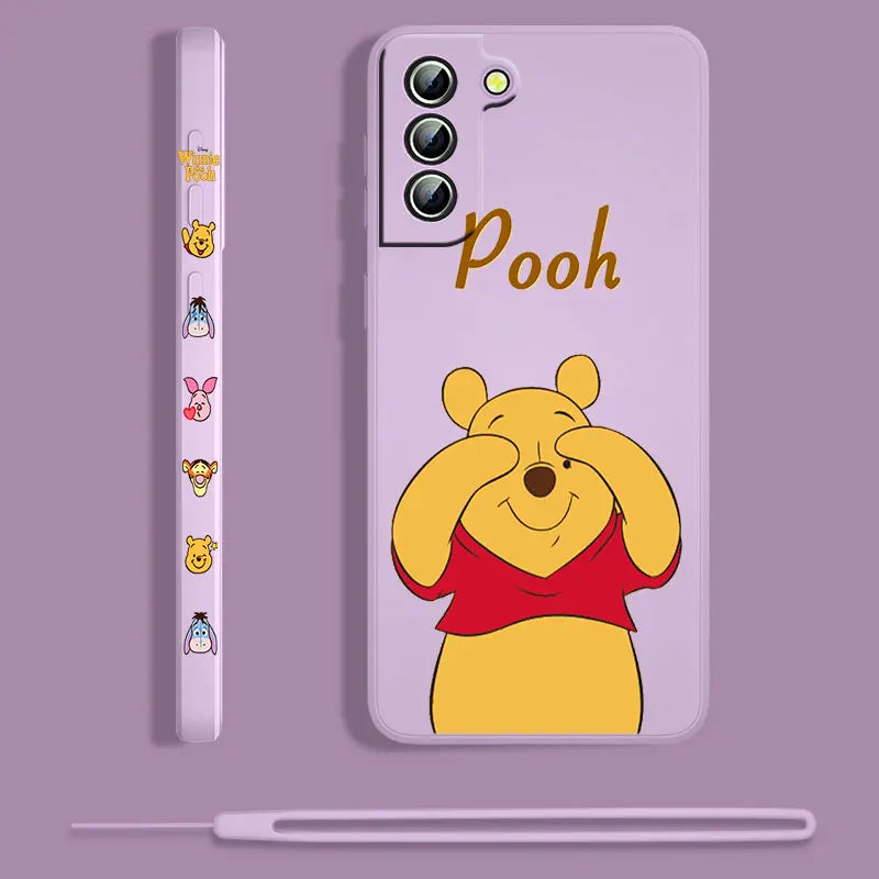 Winnie The Pooh For Samsung Galaxy S23 S22 S21 S20 S10 Note 20 10 Ultra Plus Pro FE Lite Liquid Left Rope Phone Case Coque Capa - covers4phones