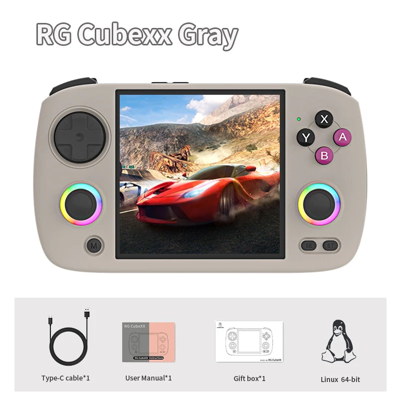 ANBERNIC RG Cubexx Retro Handheld Game Console 3.95" IPS 720*720 Screen Linux 64bit Support WiFi Bluetooth Streaming Video Games