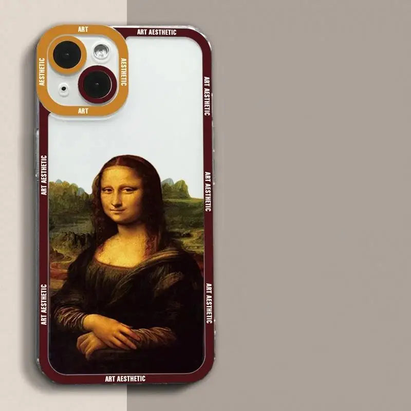 Art Aesthetic David Mona Lisa Van Gogh Case for IPhone 15 Pro Max 14 11 12 13 Mini XR XS 7 8 6 6S Plus SE Soft TPU Back Cover - covers4phones