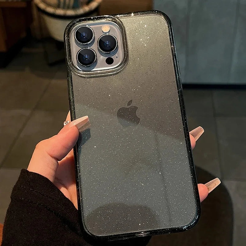 Luxury Glitter Bumper Bling Clear Case for IPhone 15 14 13 12 11 Pro Max Mini X XS Max XR 7 8 Plus 16 Pro Silicone Acrylic Cover