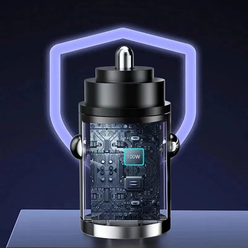 100W USB Car Charger Dual Ports Fast Charging Car Phone Charger For iPhone Samsung Xiaomi Quick Charge 3.0 Type C Charger In Car - covers4phones