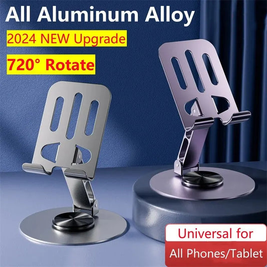 720 Rotate Aluminum Alloy Portable Tablet Holder For iPad Adjustable Flexible Folding Lazy Desktop Live Mobile Phone Stand Mount - covers4phones