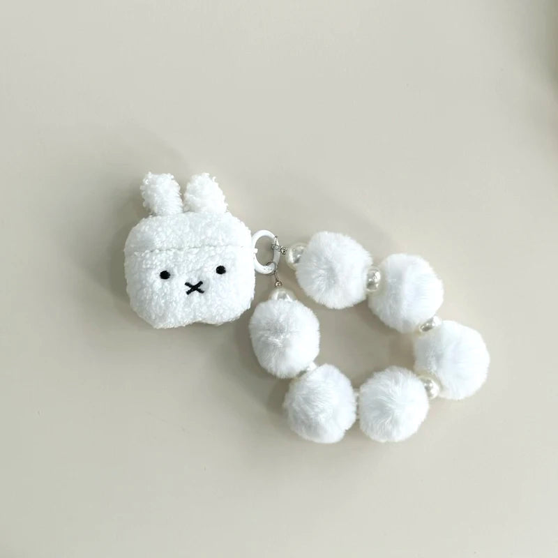 Warm Winter Plush White Rabbit Headphone case for Airpods 2 3 4 pro/pro2 - covers4phones