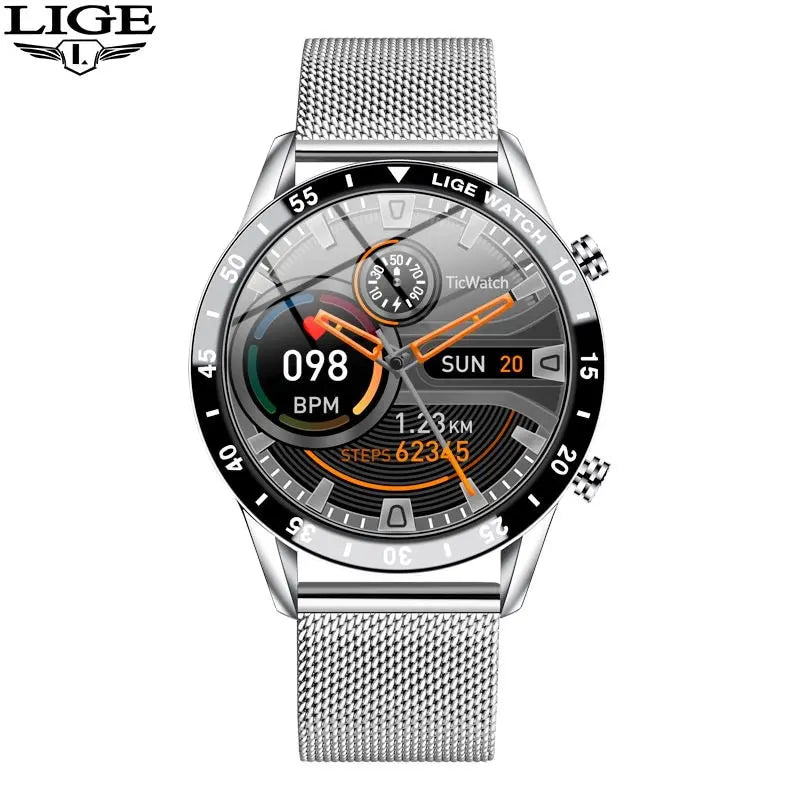 LIGE 2024 Smart Watch Men Full Circle Touch Screen Bluetooth Call Men Smartwatch Waterproof Sport Activity Fitness Watch+Box - covers4phones