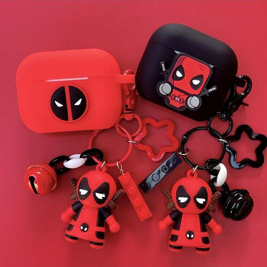Cartoon Marvel Deadpool Earphone Case Cover For Airpods 4/Pro 2/3/1 2 Silicone Wireless Earbuds Protective Shell With Keychain - covers4phones