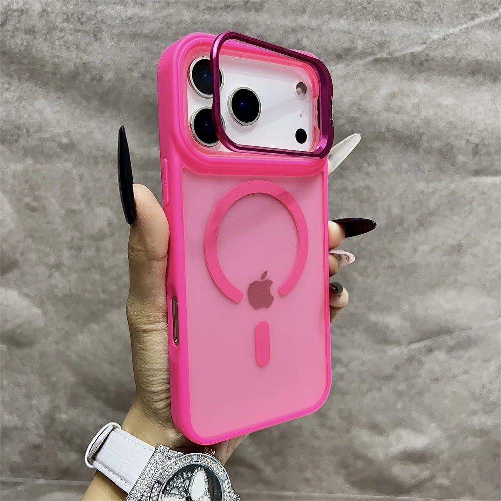 Matte Magnetic Translucent Wireless Charge Stand Case For iPhone 17 Air 16 15 14 13 12 11 17 Pro Max Magsafe Must-Haves Cover