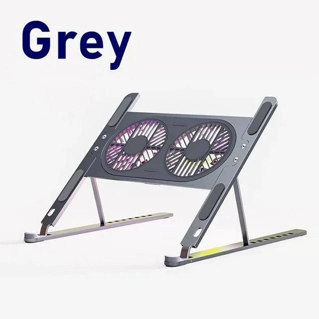 Aluminum Laptop Stand Foldable Desk Riser Mute Cooling Fan Adjustable Notebook Stand For Macbook Pro Air Computer PC iPad Tablet