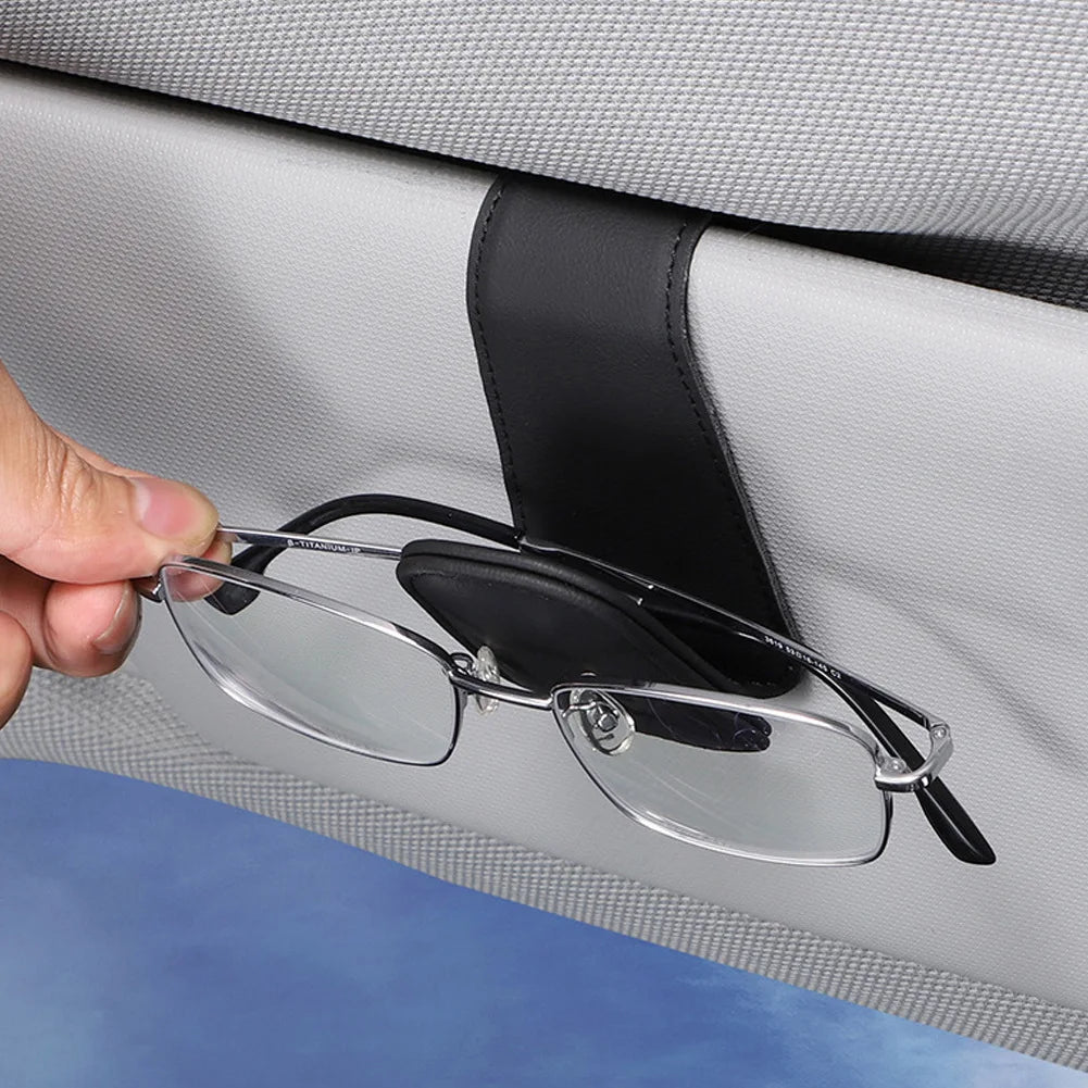 Universal Car Auto Sun Visor Eyeglass Hanger Clip Leather Glasses Holder Magnetic Multi-Function Automobile Accessories Storage - covers4phones