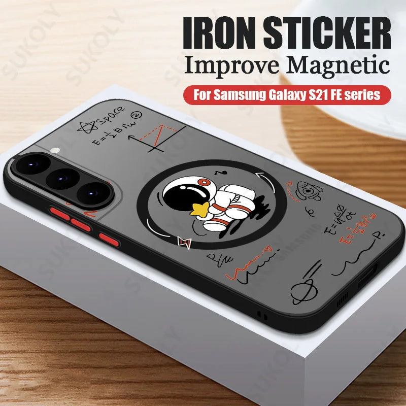Magnetic For Magsafe Astronaut Case For Samsung Galaxy S23 S22 Ultra S22 Plus S21 S20 FE S24 Ultra Slim Hard PC Back S25 Cover