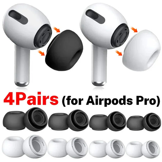 4/2/1Pairs Soft Silicone Replacement Ear Tips for Apple Airpods Pro 1st 2nd Earbuds Ear Plugs with Noise Reduction Hole XS S M L - covers4phones