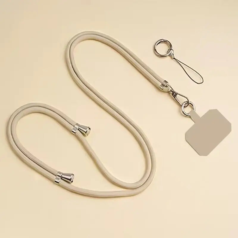 Universal Adjustment Phone Lanyard Necklace Strap Phone Case Solid Color Long Hanging Rope With Clip Anti-Lost Crossbody Lanyard - covers4phones