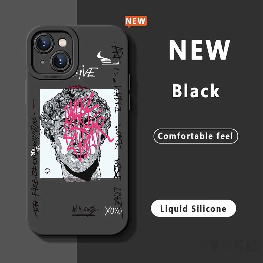 Cartoon Doodle Great Art Phone Case iPhone 15 Case For iPhone 13 14 15 Pro Max 12 11 Pro XS Max XR X 8 7Plus SE2 Shockproof Case - covers4phones