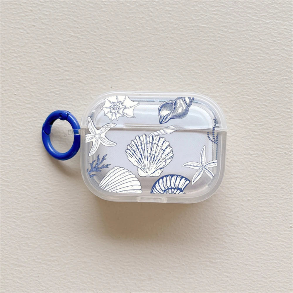 Marine Style Shell Conch Airpods Case for Airpod 1 2 3 Pro Pro2 2022 Earphone Air Pods Covers Ocean Animal Funda Couque - covers4phones