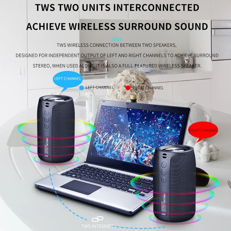 Zealot-S32 Wireless Speaker Outdoor Portable Subwoofer Speaker, Waterproof IPX 6, Dual Pairing,1800mAh Battery - covers4phones