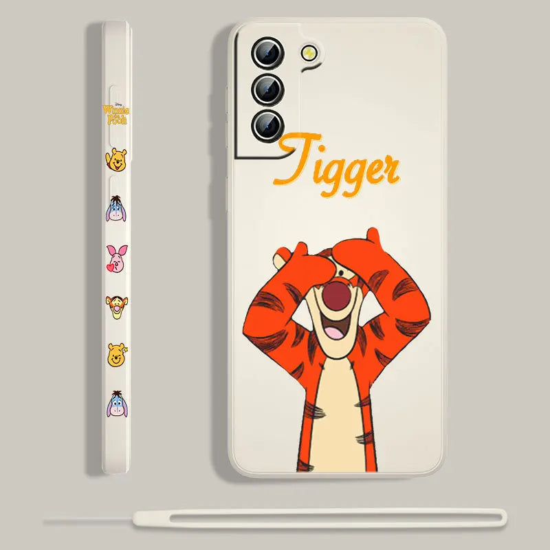 Winnie The Pooh For Samsung Galaxy S23 S22 S21 S20 S10 Note 20 10 Ultra Plus Pro FE Lite Liquid Left Rope Phone Case Coque Capa - covers4phones