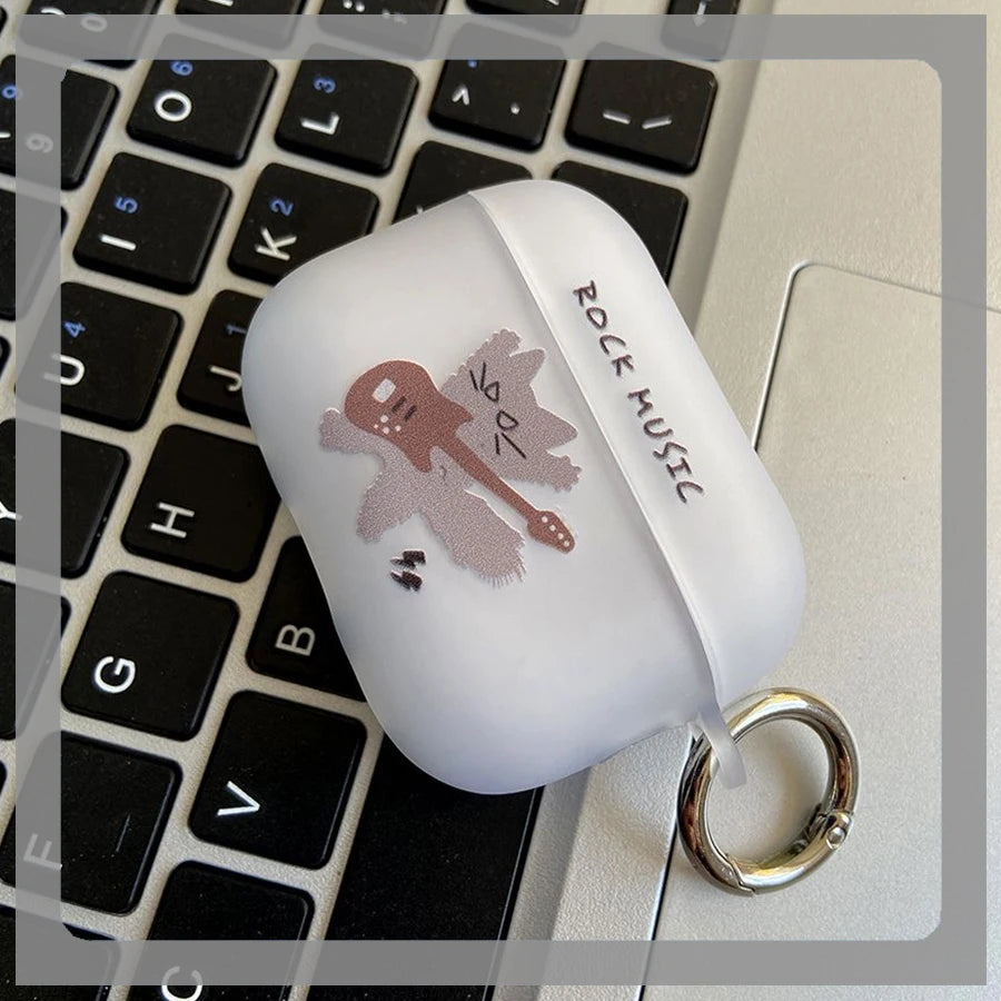 Rock Music Airpods Case for Airpods 1 2 3 Pro Pro2 2022 Rock Cat Soft Earphone Air Pods Covers Anime Cartoon Funda Couque - covers4phones