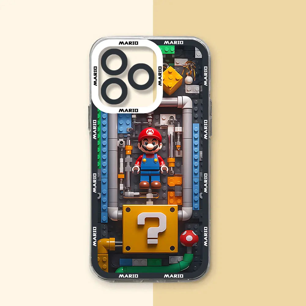 Fashion building blocks M-Marios Phone Case For iPhone 16 15 14 13 12 11 Mini Pro Max X XR XSMax 7 8 Plus SE20 Transparent Cover - covers4phones