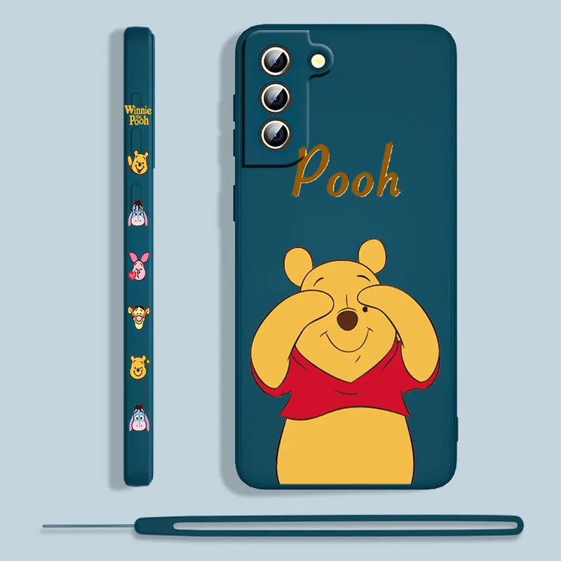 Winnie The Pooh For Samsung Galaxy S23 S22 S21 S20 S10 Note 20 10 Ultra Plus Pro FE Lite Liquid Left Rope Phone Case Coque Capa - covers4phones