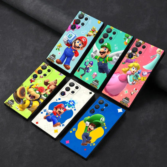 Cartoon Super M-Mario Bros Phone Case For Samsung Galaxy S25 S24 Ultra S23 S22 S21 S20 Plus Fe S10 S9 S25 S24 Ultra Black Cover - covers4phones