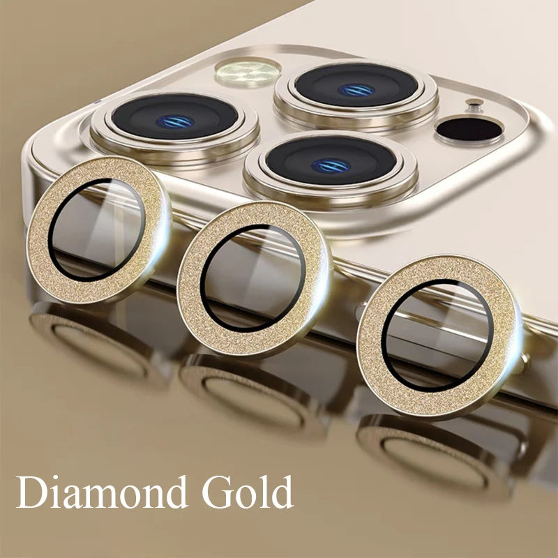 Camera Lens Protector For iPhone 11 12 13 14 15 Pro Max Mini 9H Tempered Glass Screen Protector Cover Film 14/15 Plus Metal Ring - covers4phones