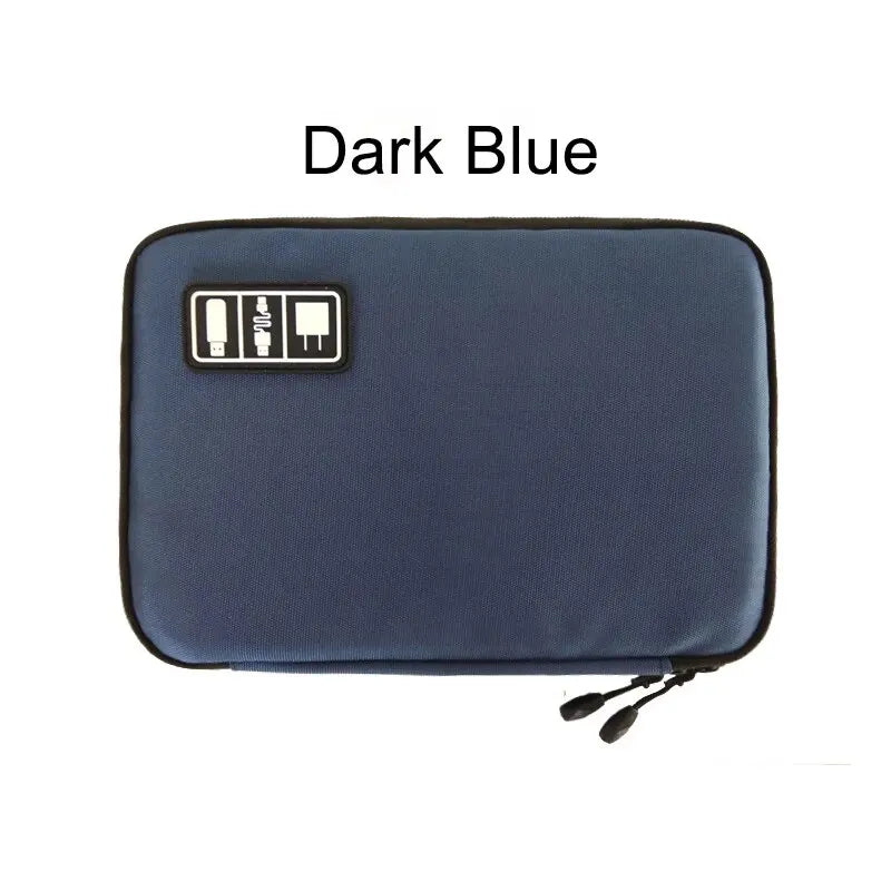 1pc Black Green Storage Bag Electronic Accessory Organizer Portable Usb Data Cable Charger Plug Travel Waterproof Organizer - covers4phones