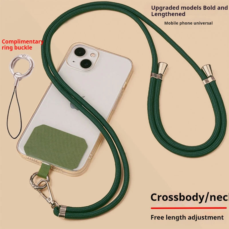 Universal Adjustment Phone Lanyard Necklace Strap Phone Case Solid Color Long Hanging Rope With Clip Anti-Lost Crossbody Lanyard - covers4phones