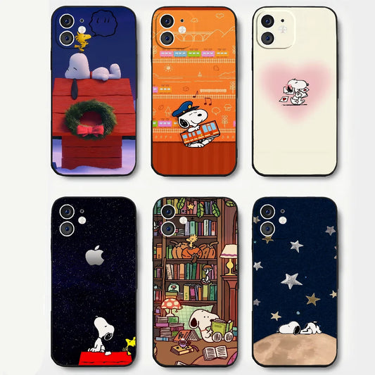 Anime S-Snoopy Phone Case Silicone Soft For IPhone 16 15 14 13 12 11 Plus Pro Max Plus