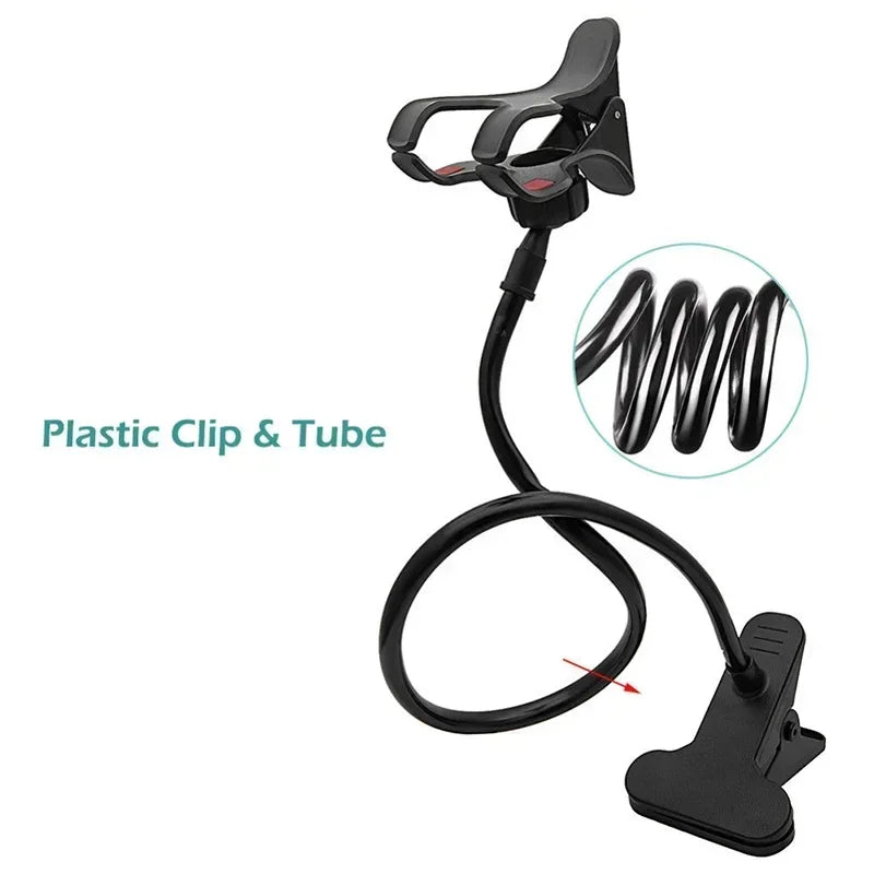 Universal Lazy Mobile Phone Gooseneck Stand Holder Stents Flexible Bed Desk Table Clip Bracket for Phone Flexible Holder Arm - covers4phones