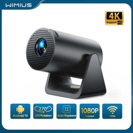Wimius L1 Mini Projector Support 1080P Android 11 4K Projector 300 ANSI WiFi BT5.0 Auto Keystone Portable 270° Rotable Projector - covers4phones
