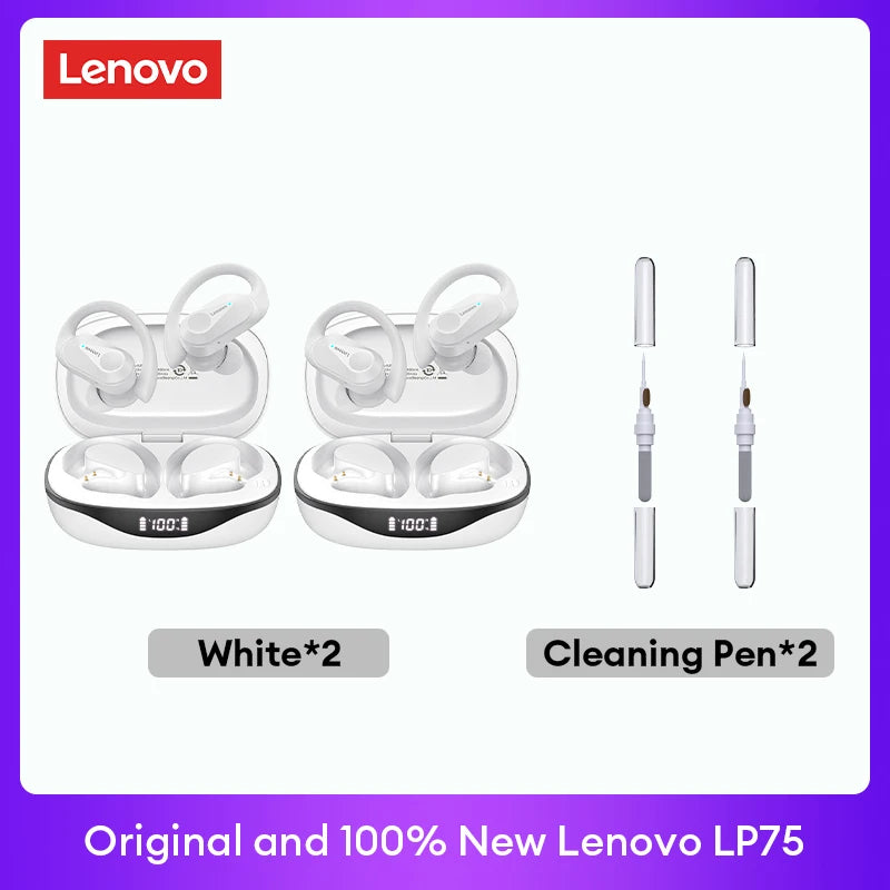 Original Lenovo LP75 TWS Bluetooth V5.3 Headphones Wireless LED Digital Display Earphones Noise Reduction Waterproof Headset New - covers4phones