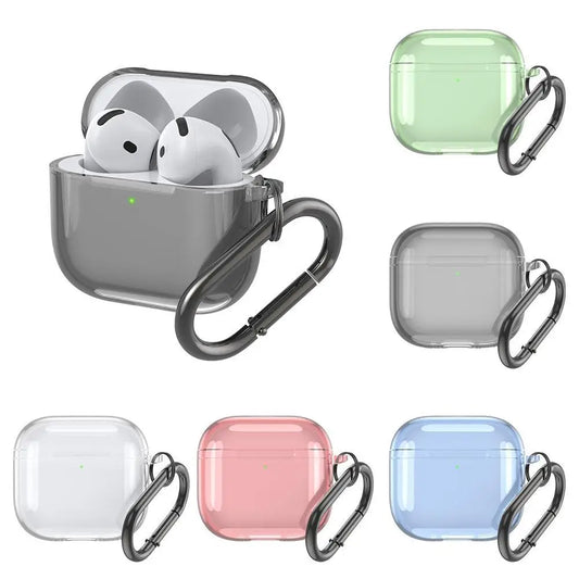 Translucent Protecitve Case For AirPods 4 Premium Sleeve Cover For AirPods 4th Generation Case Drop Protector with Carabiner - covers4phones