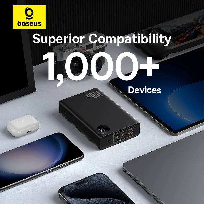 Baseus 140W Power Bank 24000mAh Fast Charging Portable Battery Charger 3 Output Ports for iPhone 16 Pro Max Notebook Tablet
