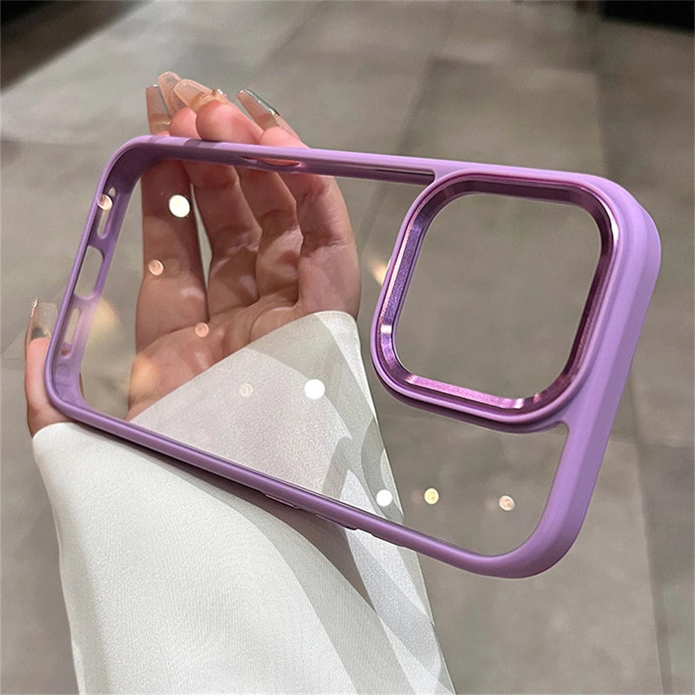 Luxury Transparent Soft Silicone Frame Armor Phone Case For iPhone 16 Pro Max Plus 17 Air Clear Shockproof Hard Acrylic Cover