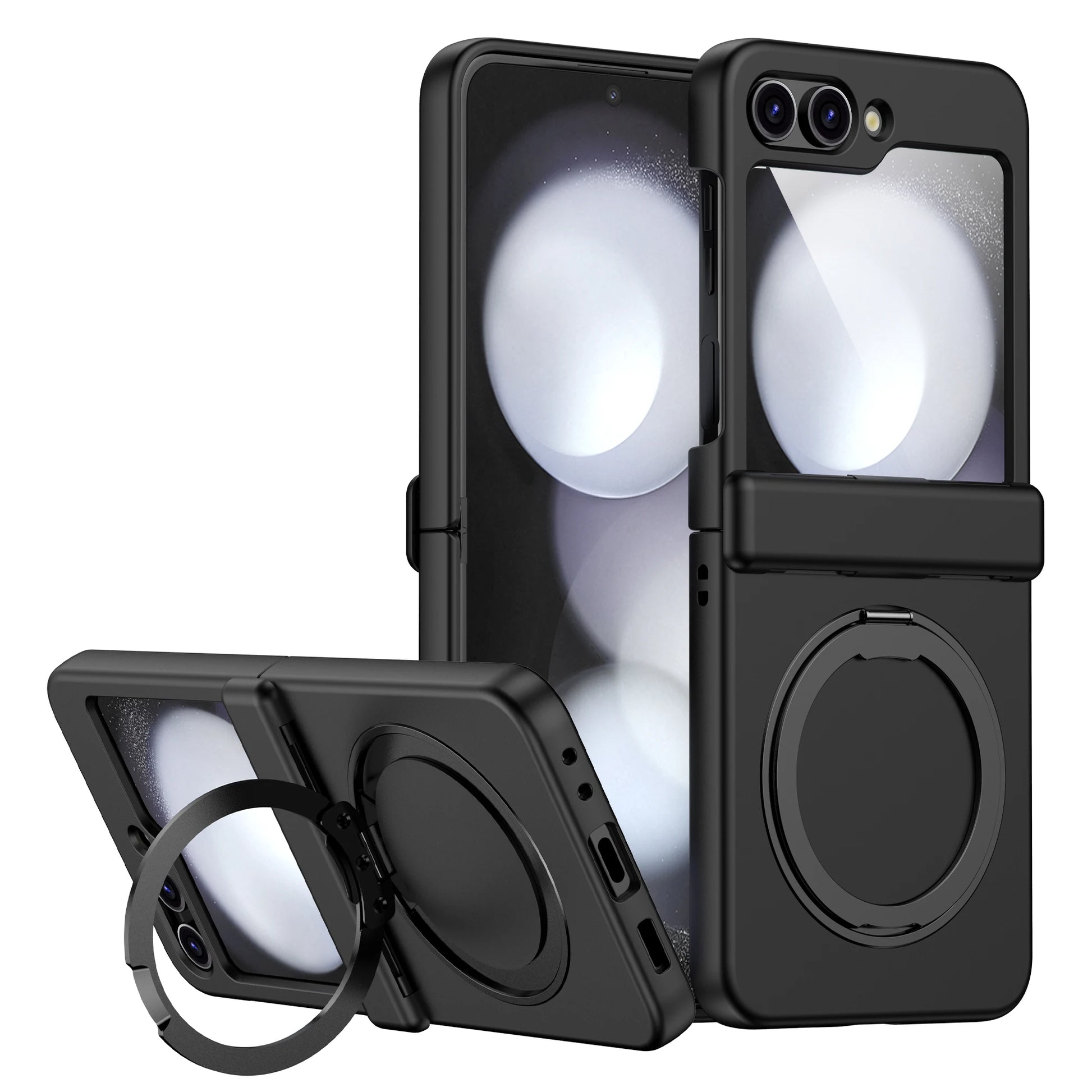 360° Rotating Holder Phone case For Samsung Galaxy Z Flip 5 6 Magsafe Wireless charge 360 Degree Ring Magnetic stand Phone Cover - covers4phones