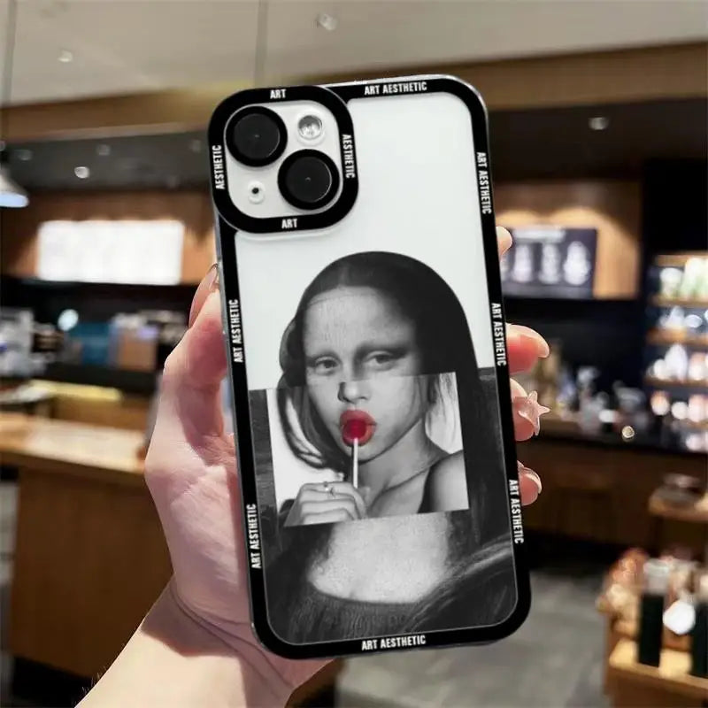 Art Aesthetic David Mona Lisa Van Gogh Case for IPhone 15 Pro Max 14 11 12 13 Mini XR XS 7 8 6 6S Plus SE Soft TPU Back Cover - covers4phones