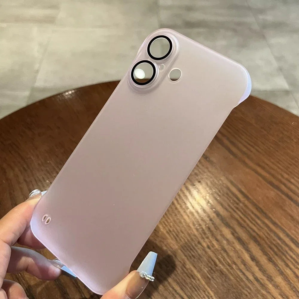Broderless Case for iPhone 16 Ultra Thin Slim Matte PC Cover for iPhone 11 12 13 14 15 Pro Max 16 Plus Glass Camera Protector - covers4phones