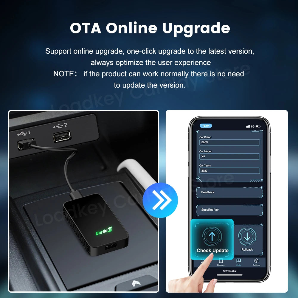 Carlinkit 5 2air Wireless CarPlay Android Auto Wireless Box 2in 1 Adapter 2-Channel Work Waze Spotify 5.8Ghz WiFi BT5.0 Siri GPS - covers4phones