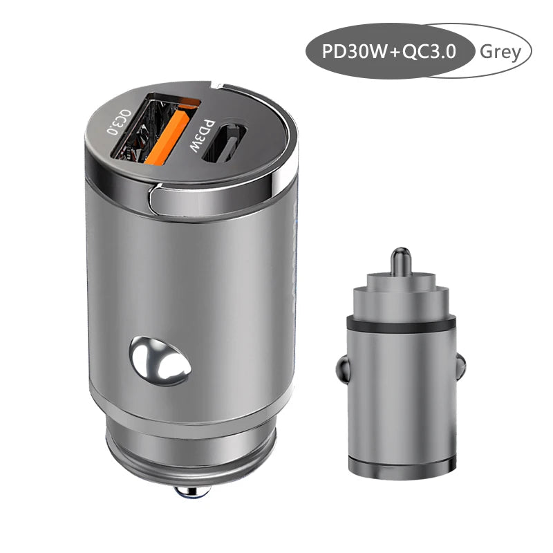 100W Mini Car Charger Lighter Fast Charging for iPhone QC3.0 Mini PD USB Type C Car Phone Charger for Xiaomi Samsung Huawei - covers4phones