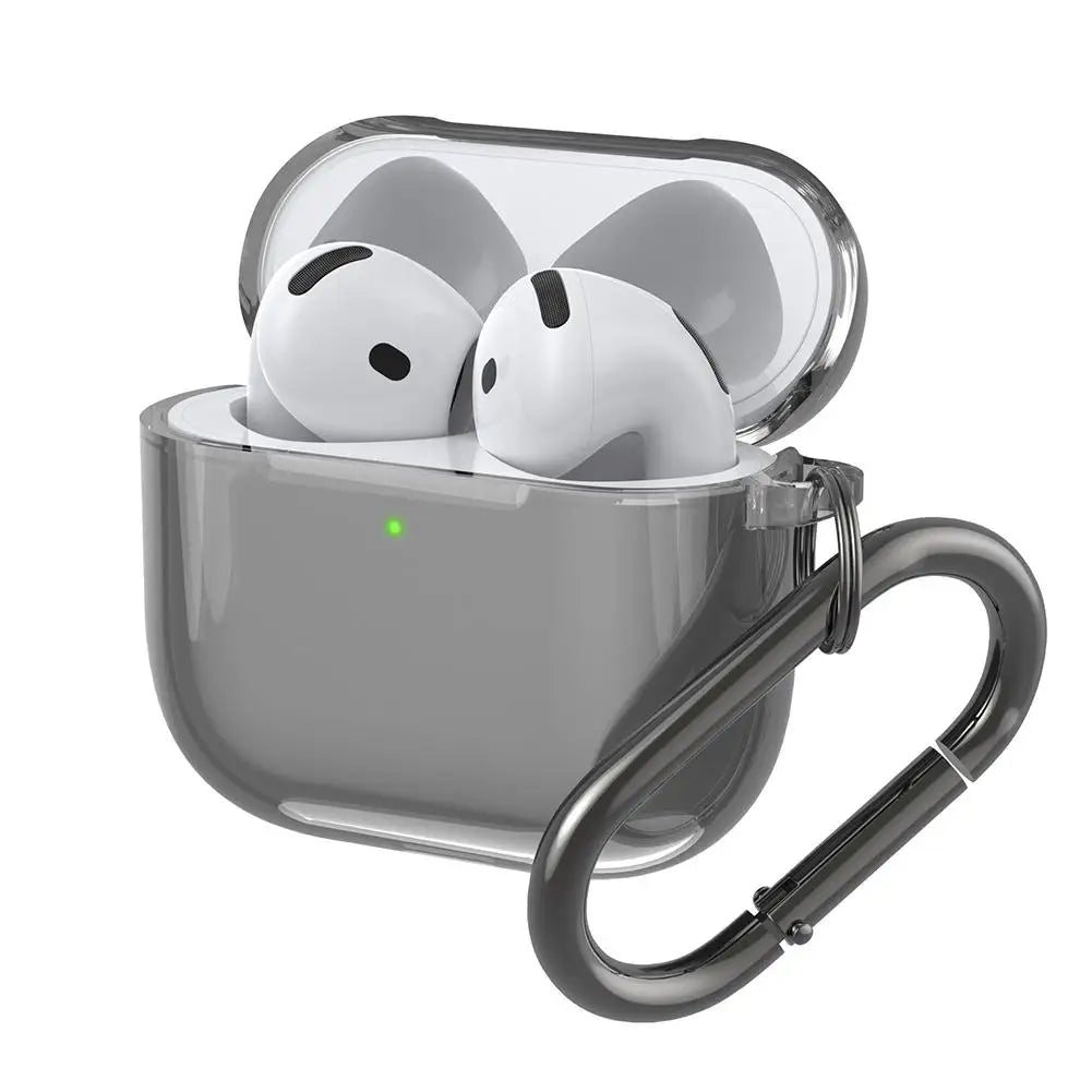 Translucent Protecitve Case For AirPods 4 Premium Sleeve Cover For AirPods 4th Generation Case Drop Protector with Carabiner - covers4phones