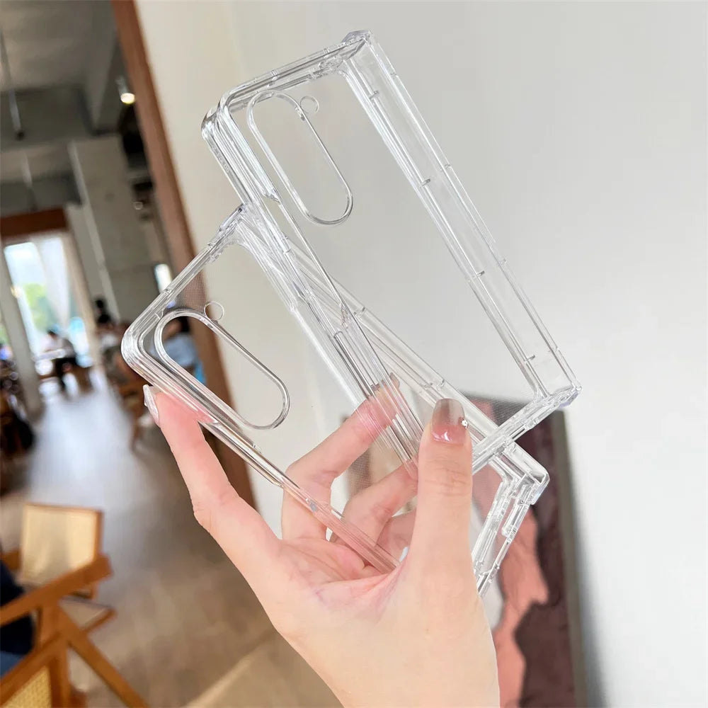 for Samsung Z Fold5 Transparent Acrylic Case for Samsung Galaxy Z Fold 5 4 3 6 fold4 ZFold Full Protector Hard Shockproof Cover - covers4phones