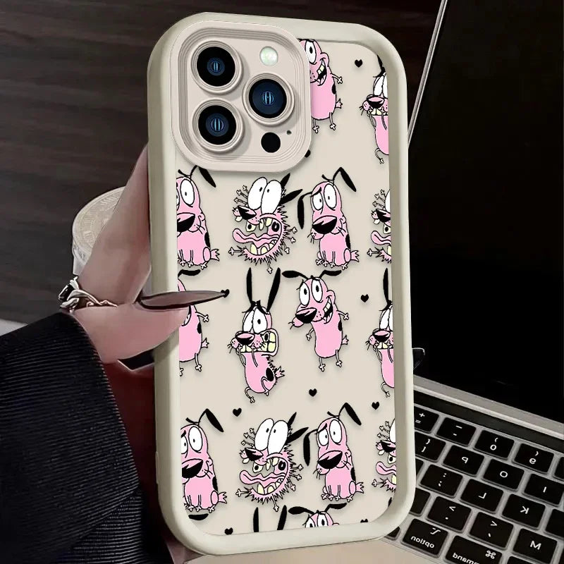Courages Cowardly Dog Phone Case For iPhone 16 15 14 13 12 11 Pro Max X XS X S Max XR SE 2020 7 8 Plus Soft Silicone Back Funda