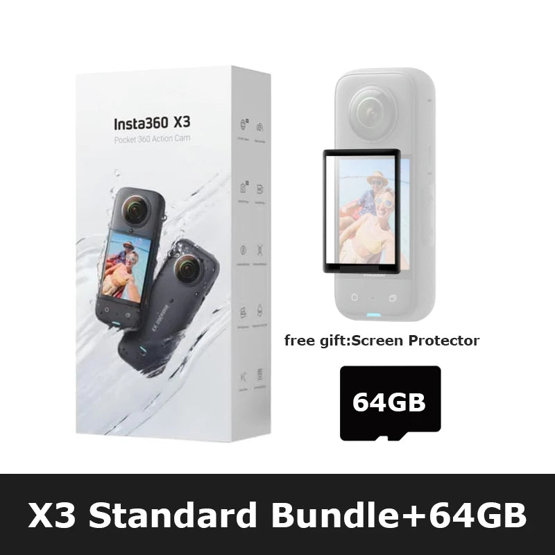 Insta360 X3 - Waterproof 360 Action Camera with 1/2" 48MP Sensors,5.7K 360 Active HDR Video,72MP 360 Photo,4K Single-Lens - covers4phones