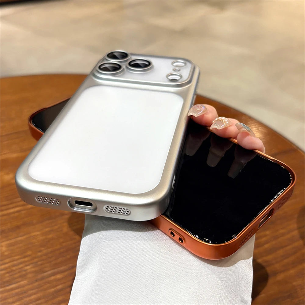 Frosted Translucent PC Phone Case For iPhone 17 Pro Max 17 Plating Frame Lens Film Protection Shockproof Hard Armor Back Cover