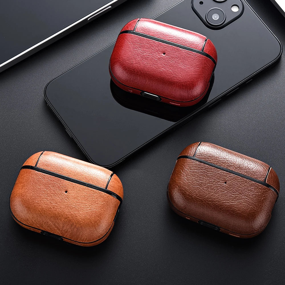 For Airpods Pro 2 Case Leather Business Earphone Case Headset Shell Headphone Cover For Apple Air Pod 3 Pro 2nd Generation USB C - covers4phones