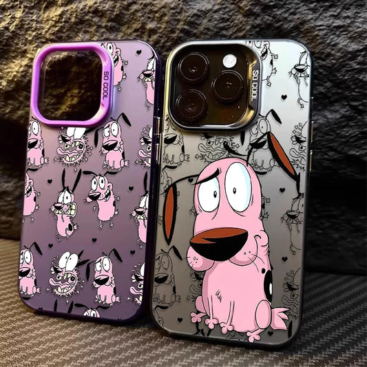 Courage Cowardly Dog Plating Case for Samsung Galaxy S24 S23 S22 S21 Ultra Plus FE Cover