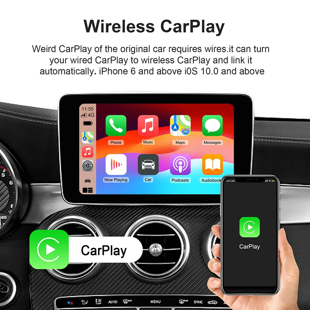 Carplay AI Box Android 13 Wireless Android Auto Smart TV Box For Youtube Netflix Toyota Mazda Hyundai Haval GMC Ford MG VW Kia - covers4phones