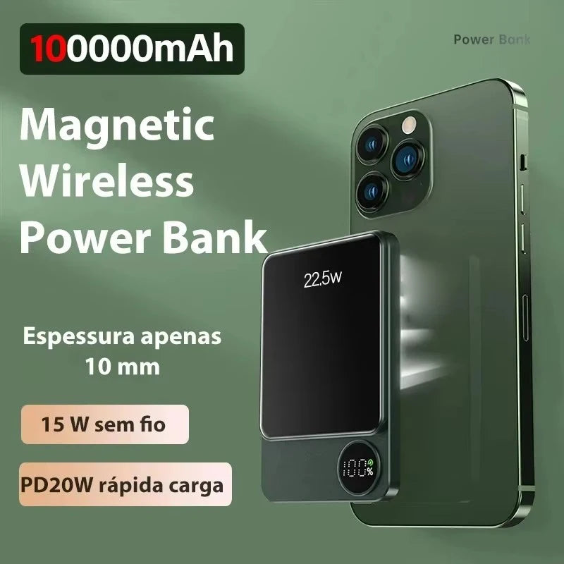 Wireless Power Bank Magnetic 100000mAh Portable Powerbank Type C Fast Charger For iPhone Xiaomi Samsung All Magsafe Series Phone - covers4phones